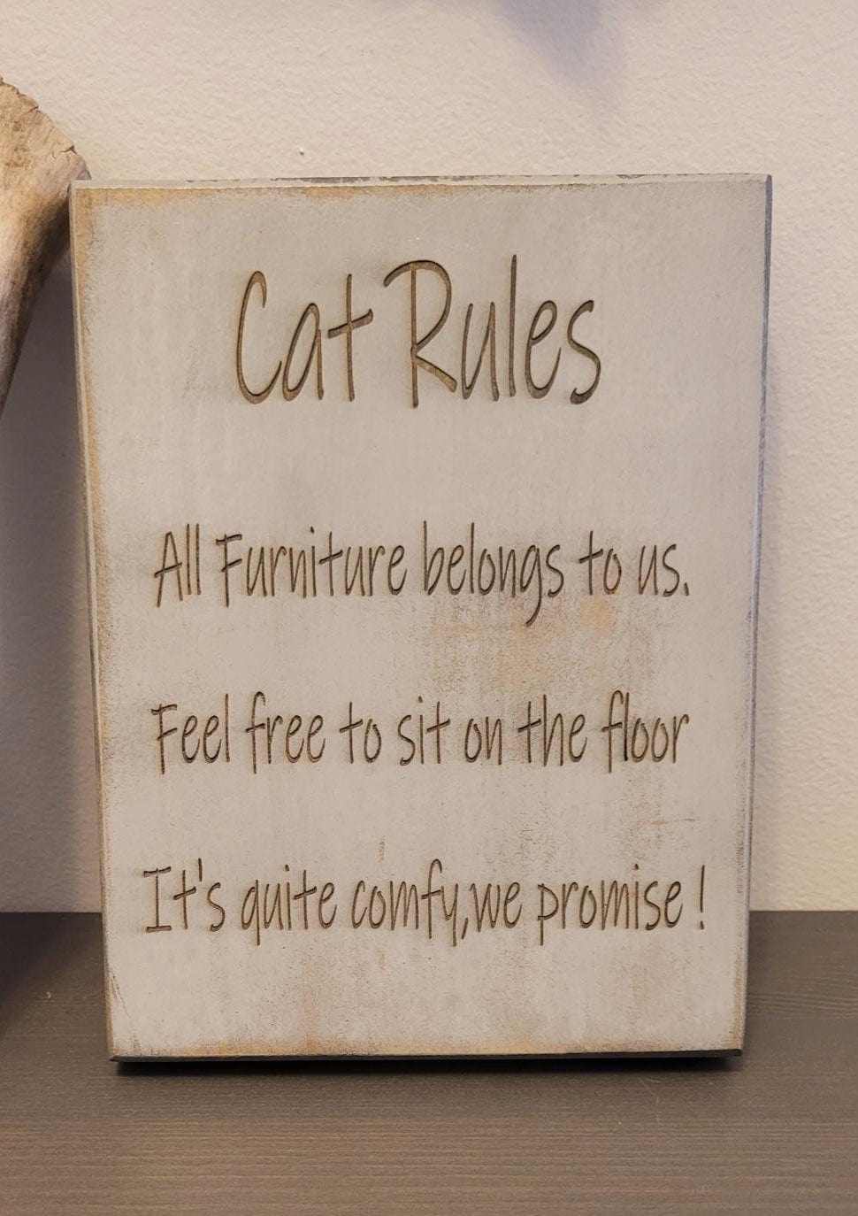 Cat Lovers Laser Engraved Wall Art with humorous feline-themed design.