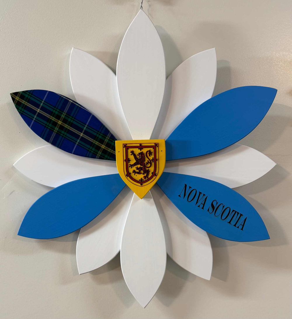 Handmade Nova Scotia Flag Wood Flower Provincial Art & Decor