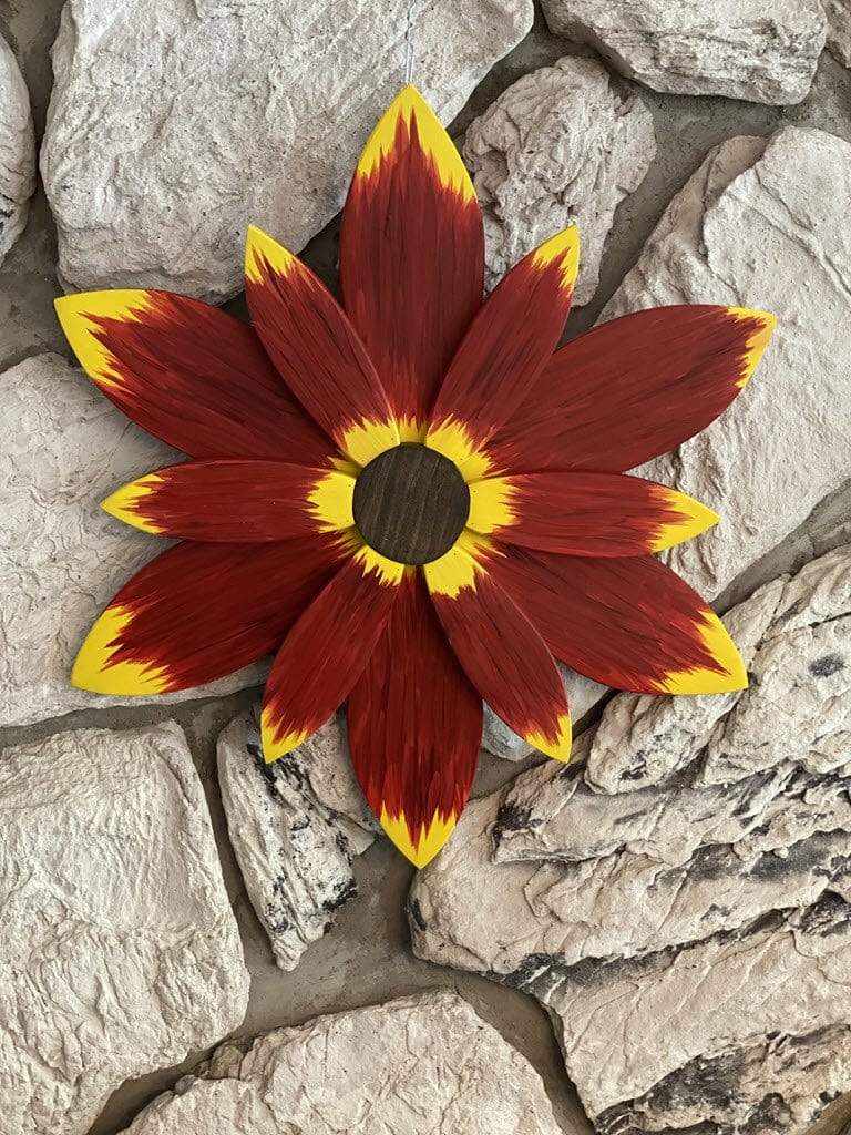 Exterior Door Decor Stunning Wooden Sunflower - 'Big Red'