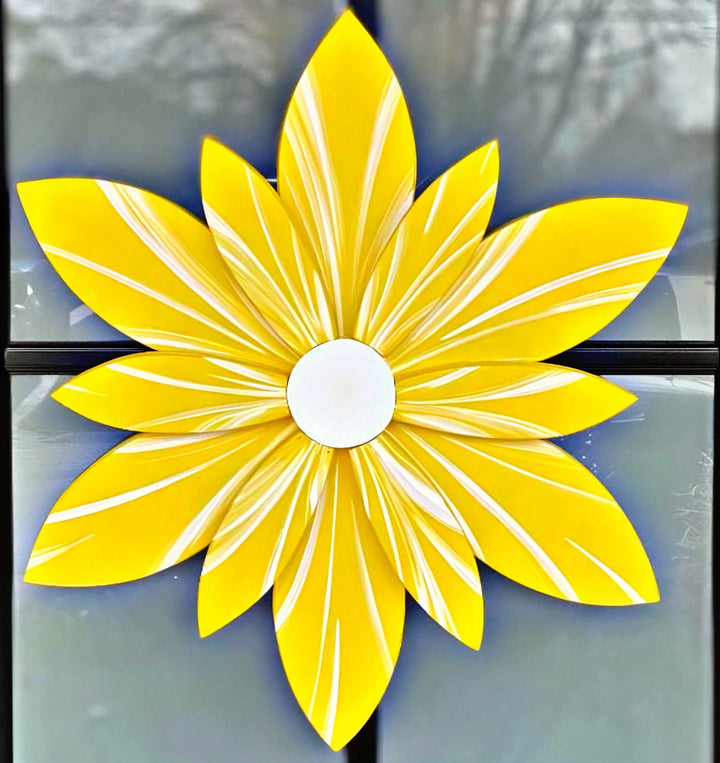 Sun Kissed Beauty wooden flower, handcrafted and brightly painted, perfect for home decor.