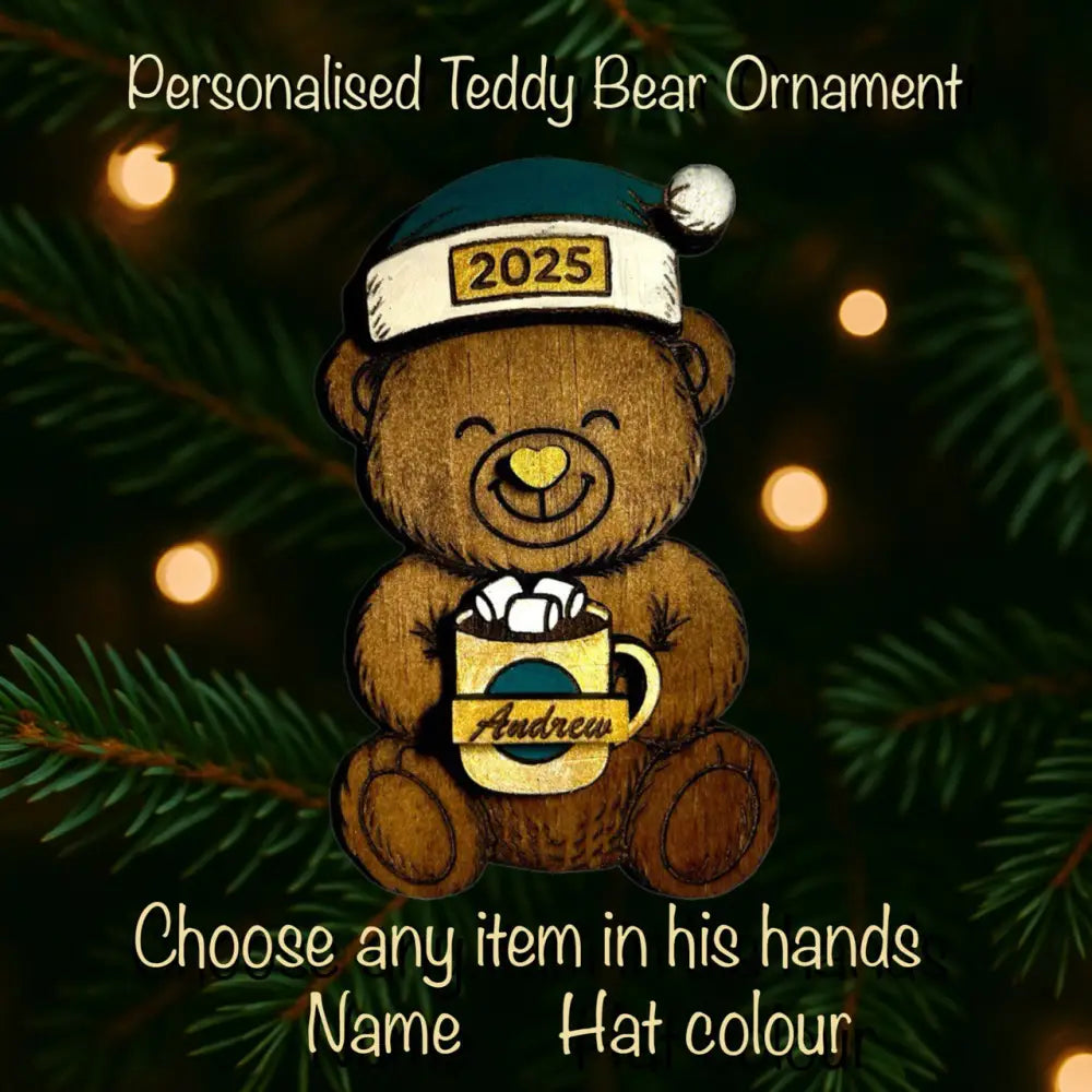 laser engraved custom teddy bear wood design