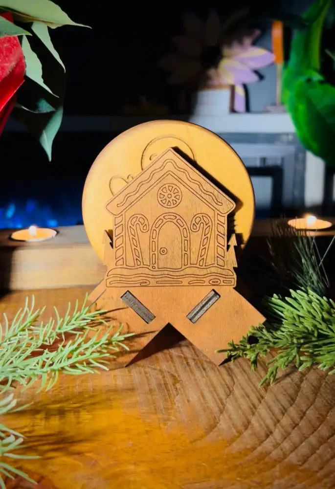 custom laser engraved gingerbread theme and stand