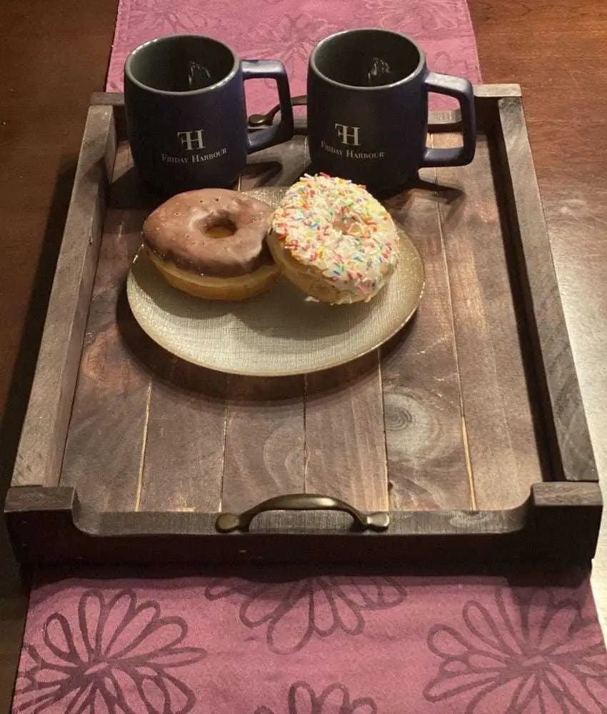 wood serving tray with handles 