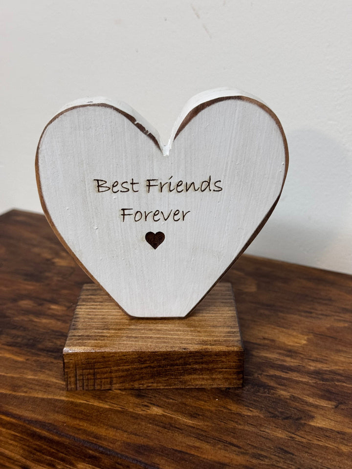 Laser Engraved Wooden Hearts | Shelf Sitters | 4 Sayings | Multi-Colour