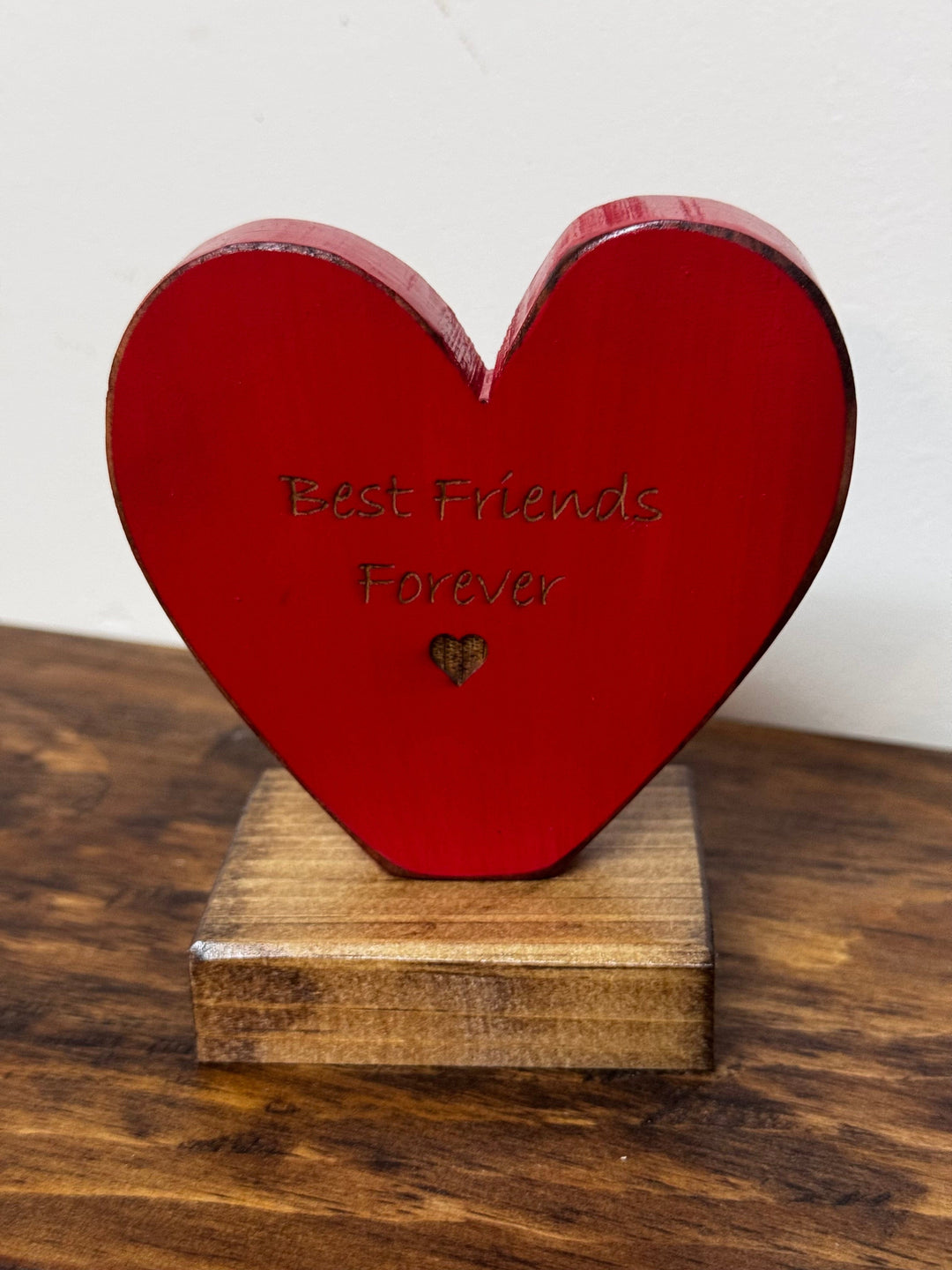 Laser Engraved Wooden Hearts | Shelf Sitters | 4 Sayings | Multi-Colour