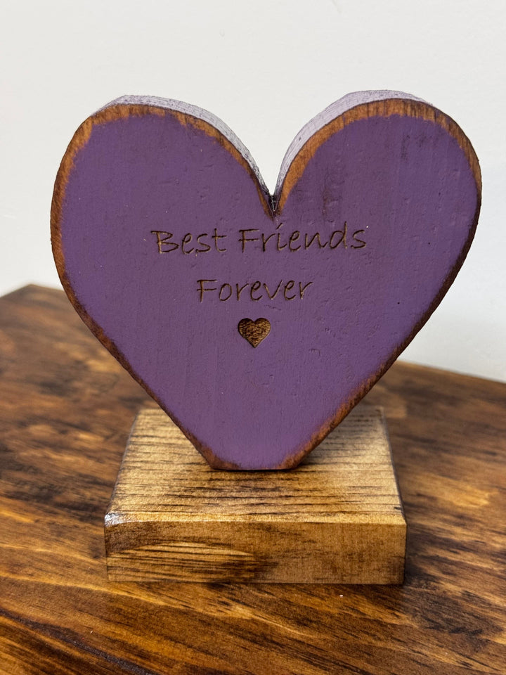 Laser Engraved Wooden Hearts | Shelf Sitters | 4 Sayings | Multi-Colour