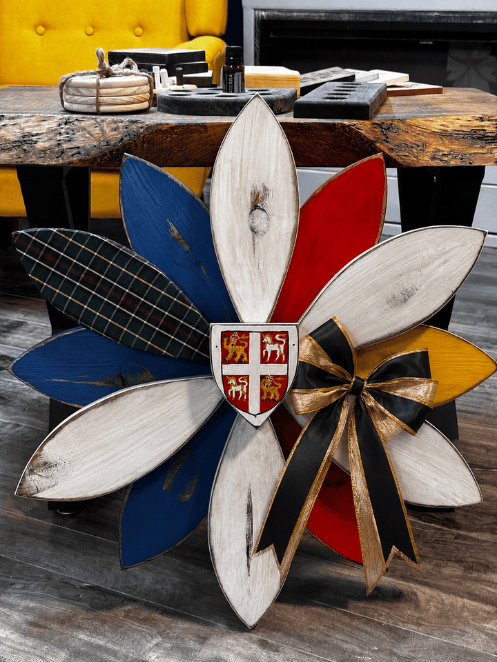 Provincial Tartan Wood Flower | Canadian Pride Decor | Made in Nova Scotia