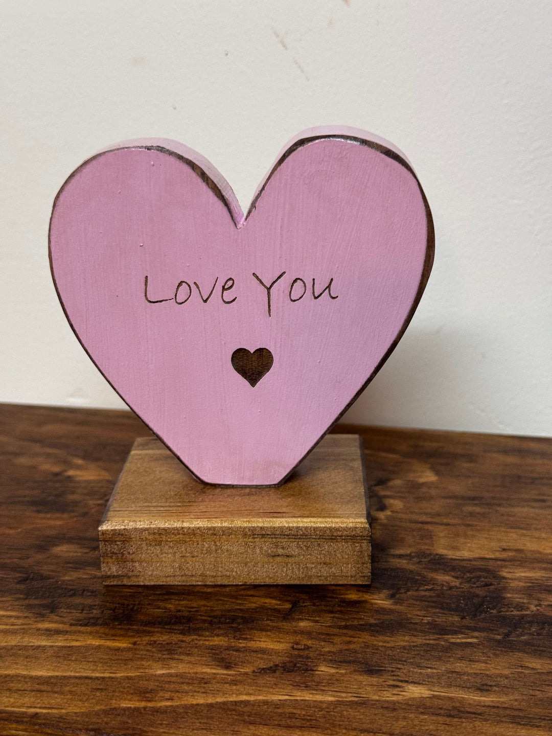 Laser Engraved Wooden Hearts | Shelf Sitters | 4 Sayings | Multi-Colour