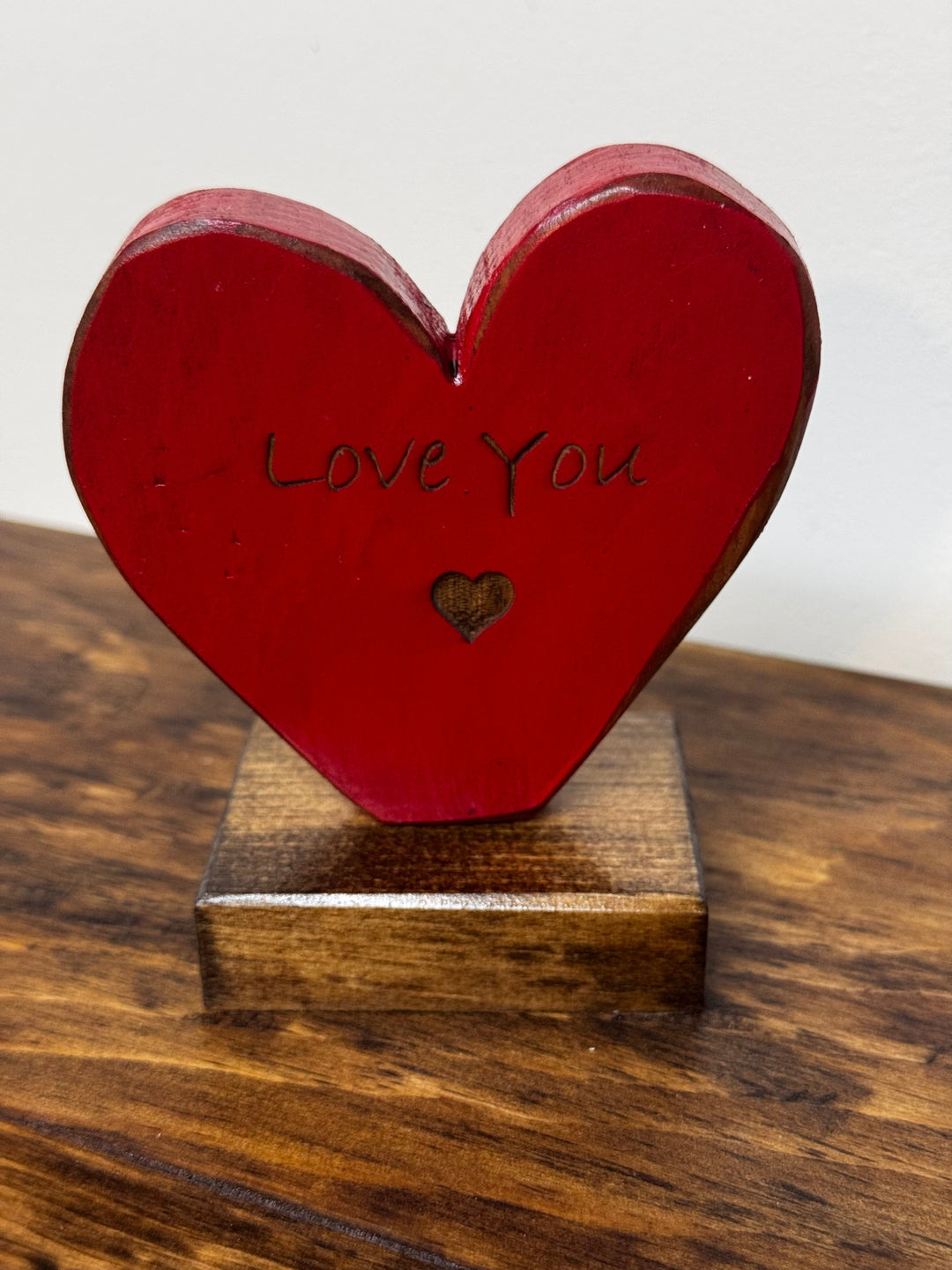 Laser Engraved Wooden Hearts | Shelf Sitters | 4 Sayings | Multi-Colour