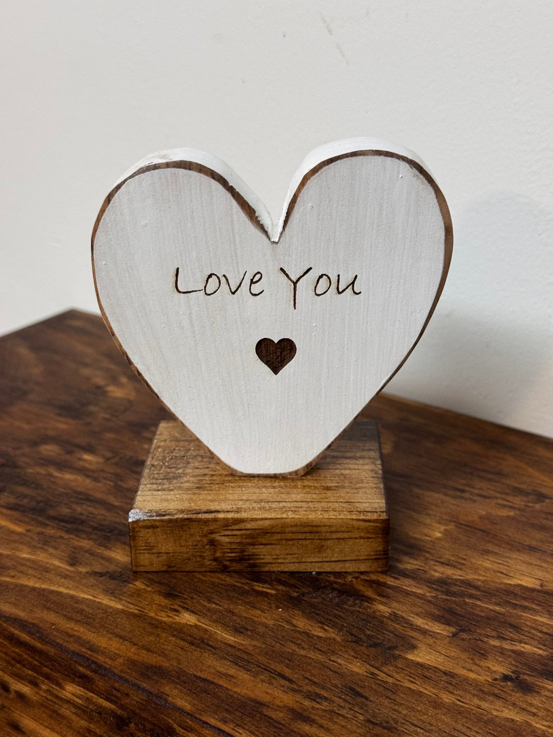 Laser Engraved Wooden Hearts | Shelf Sitters | 4 Sayings | Multi-Colour