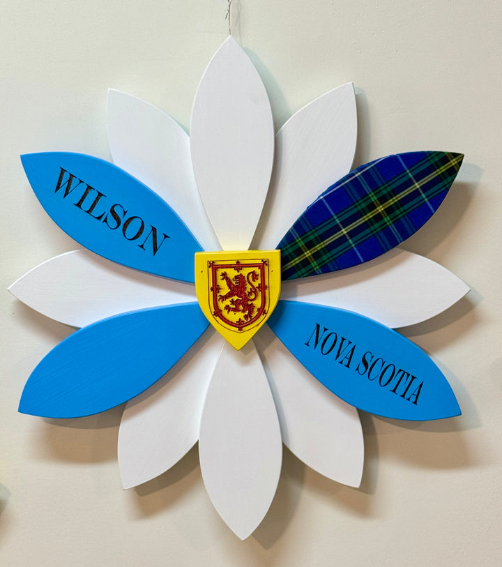 Wooden Flower  Nova Scotia Proud  Handcrafted Door Decorations