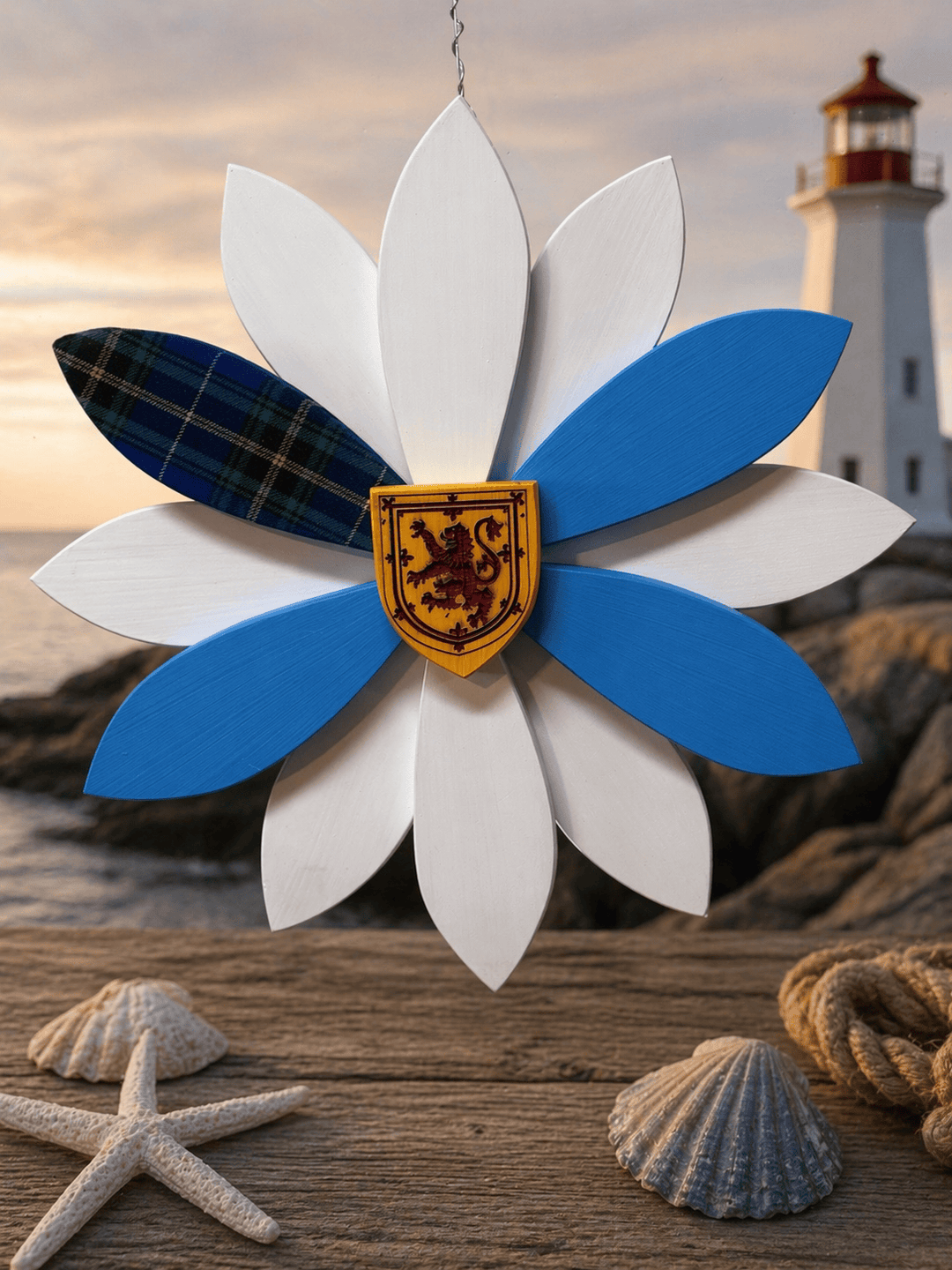 Nova Scotia Tartan Wood Flower | Handcrafted Door Decor | Atlantic Wood N Wares