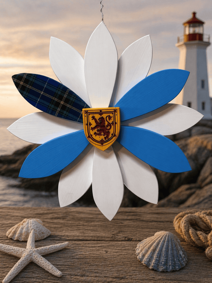 Nova Scotia Tartan Wood Flower | Handcrafted Door Decor | Atlantic Wood N Wares