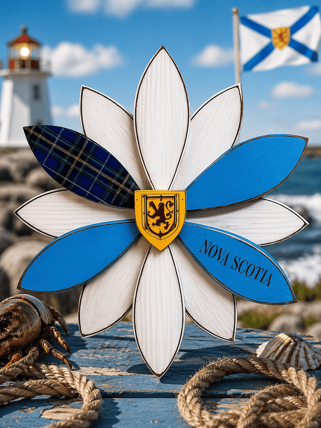 Nova Scotia Flag Wood Flower - Expat Gift - Maritime Pride Decor