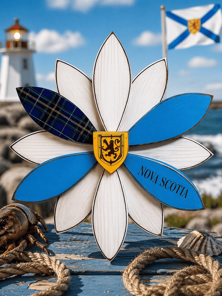 Nova Scotia Flag Wood Flower - Expat Gift - Maritime Pride Decor