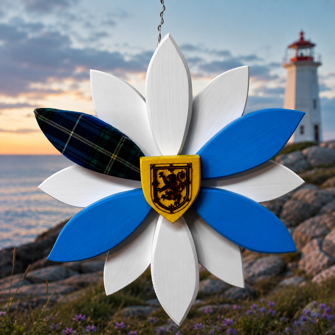 Nova Scotia Tartan Wooden Flower | Handmade Nova Scotia Gift | Made in Canada