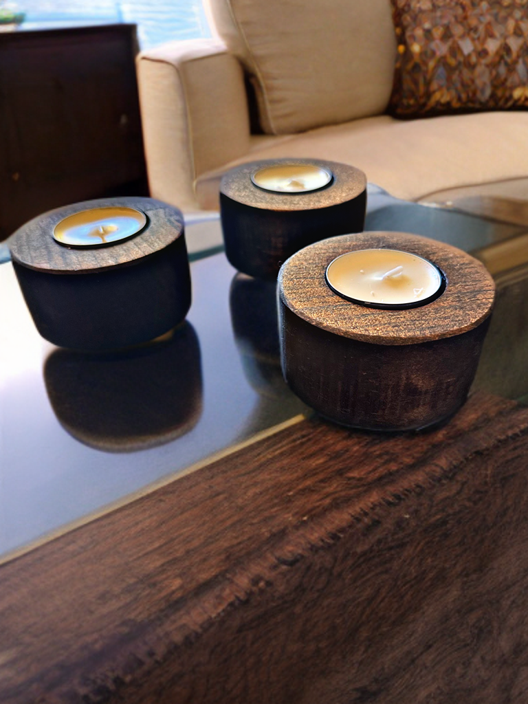 Handcrafted Wooden Tea Light Holders - Unique Home Décor