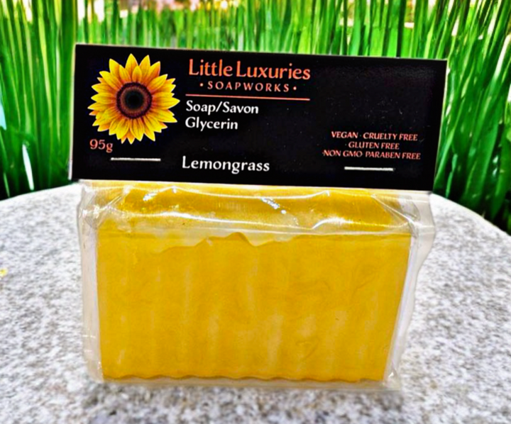 Lemongrass Glycerin Soap Bar, 95g, vegan, cruelty-free, paraben-free.