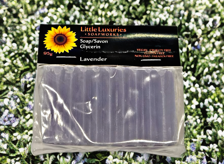 Lavender Glycerin Soap Bar by Little Luxuries, 95g, vegan, paraben-free.