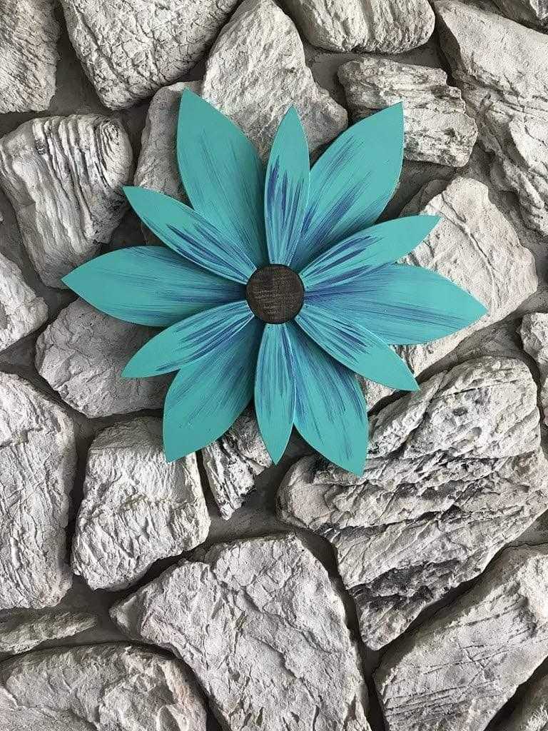  Altantic Wood N Wares .Co Home & Garden>Home Décor Small 22 x 22 inches Wooden Flower Art- Door Decoration-Bahama Sea Purple 