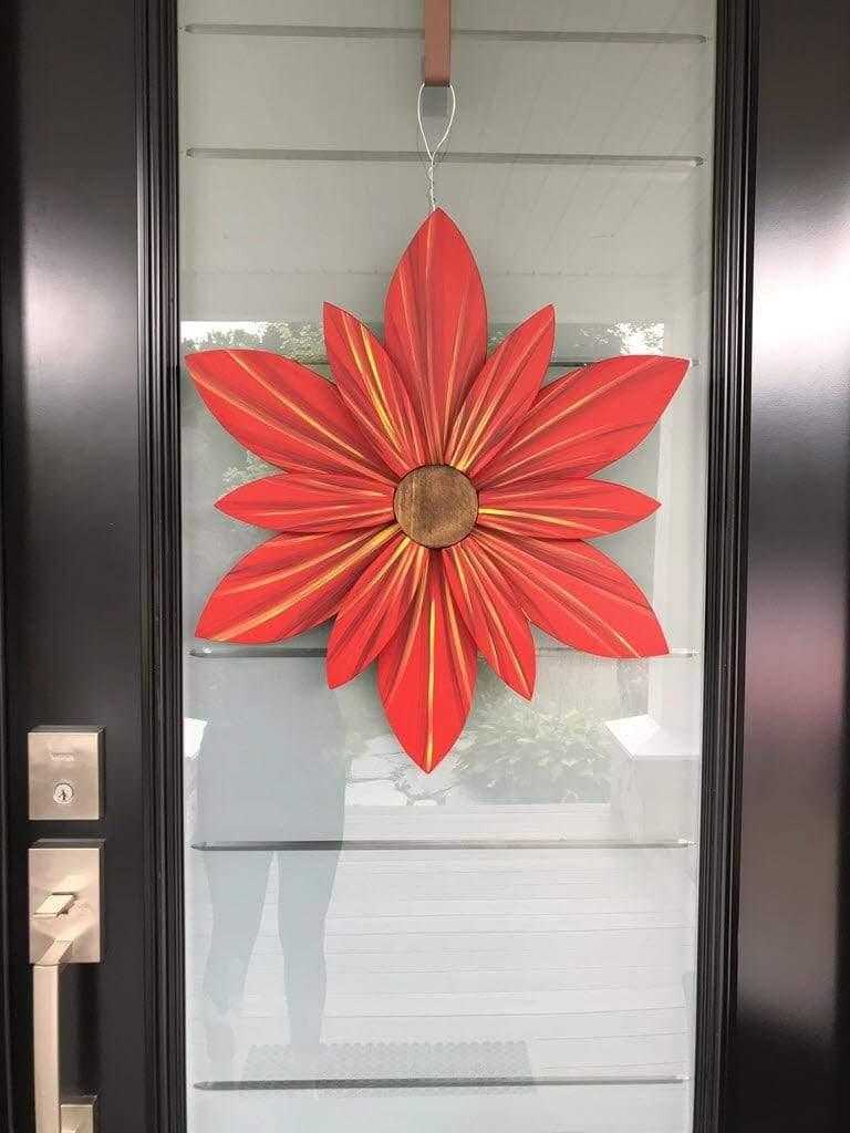 Atlantic Wood N Wares Co. Home & Garden>Home Décor Small 22 x 22 inches Wooden Flower Art- Door Decoration -Brighten Up Your Home FFHCS001