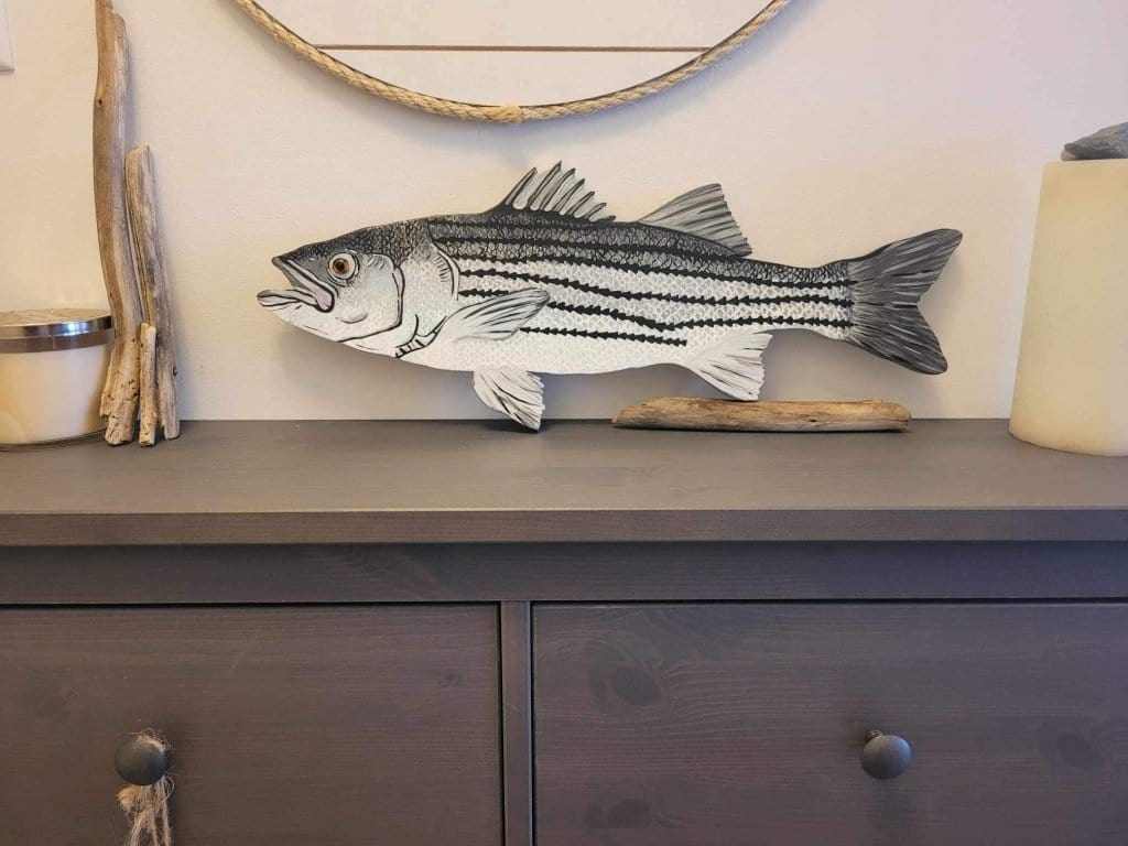  Atlantic Wood N Wares  Home Décor>Decor>Wall Decor>Wall Hangings Fish Artwork Hand-Painted Striped Bass: Express Your Passion for Fishing bassstrip01
