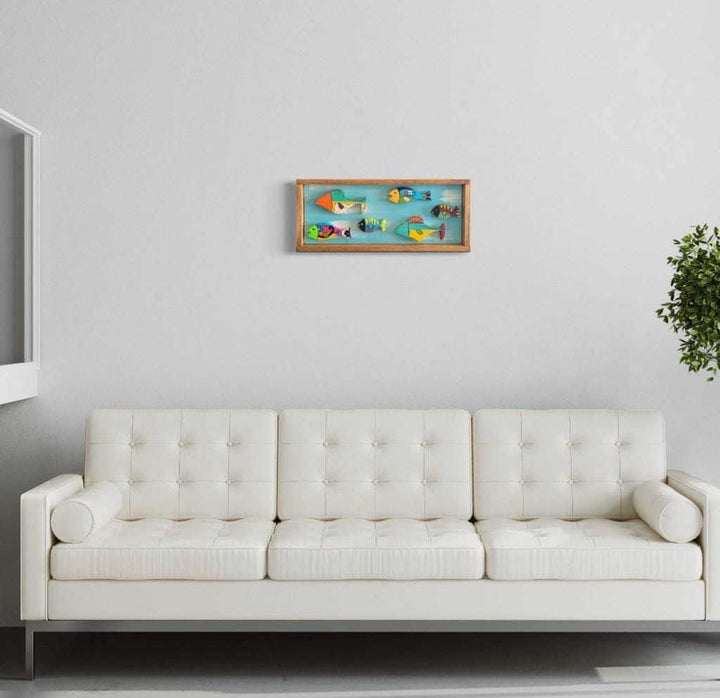 Folk Art Framed Handmade Framed  Fish - Colorful and Durable Wall Art