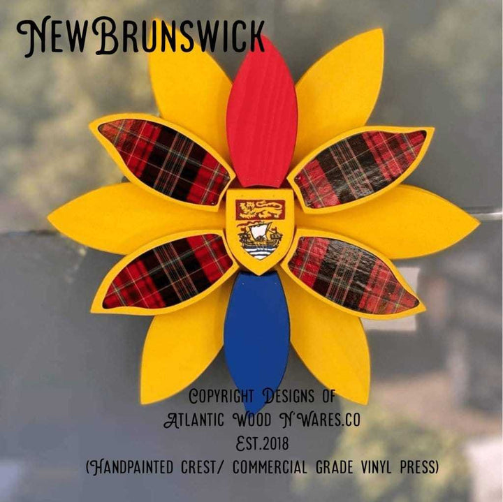 Atlantic Wood N Wares Home & Garden>Home Décor 12 inch New Brunswick Show Your Provincial Pride with a Handcrafted Wooden Flower Art