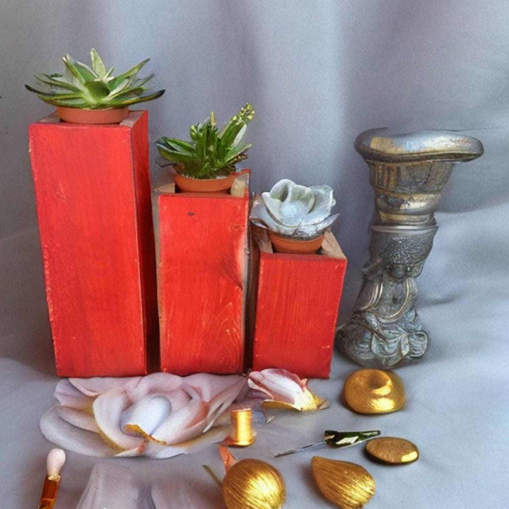  Atlantic Wood N Wares  Home & Garden>Home Décor> Home Living Red Wooden Planter Succulent Holder Set: Beautify Your Home Succ302