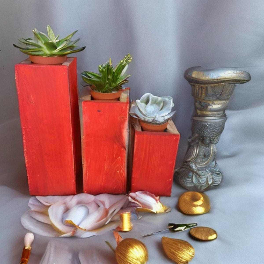  Atlantic Wood N Wares  Home & Garden>Home Décor> Home Living Red Wooden Planter Succulent Holder Set: Beautify Your Home Succ302