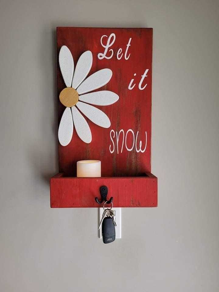 Atlantic Wood N Wares Home & Garden>Home Décor>Kitchen Accessories Red 1 hook Daisy Stylish and Practical Entryway Key Holders