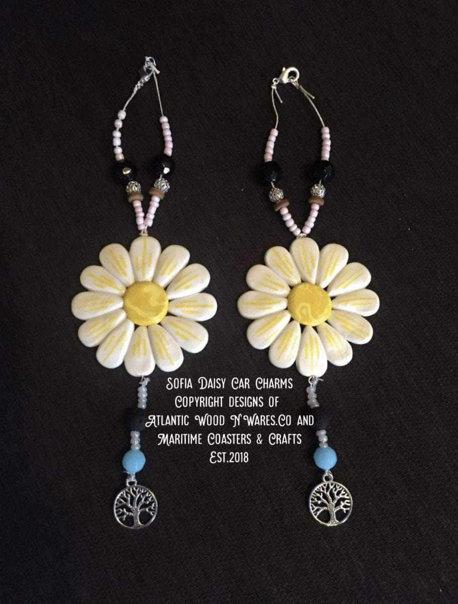 Atlantic Wood N Wares Home & Garden>Home Décor>Kitchen Accessories White / Yellow Centre Support IWK Foundation with Sofia Daisy Charms! Charm01