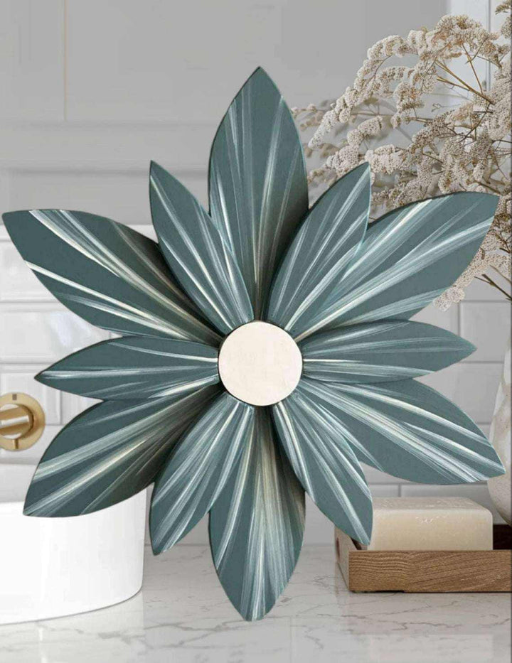 Wooden flower art handcrafted in Nova Scotia with premium paints, elegant decor piece.