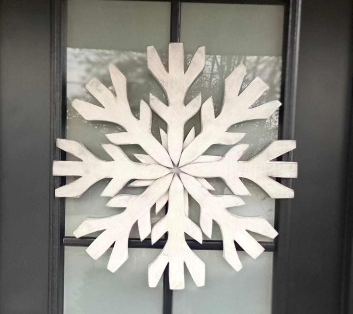 Atlantic Wood N Wares Home & Garden>Home Décor>Wall Decor>Wall Hangings Large 24x24 / Antiqued white Snowflake Decorations: Handmade Winter Charm for Your Door