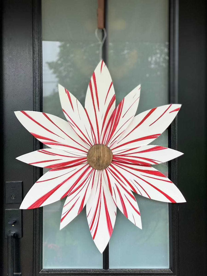 Atlantic Wood N Wares Home & Garden>Home Décor>Wall Decor>Wall Hangings Large 30 x 30 inches Candy Stripe Wood Flower Door Decoration Is Candy Cane Colour SFCCS001