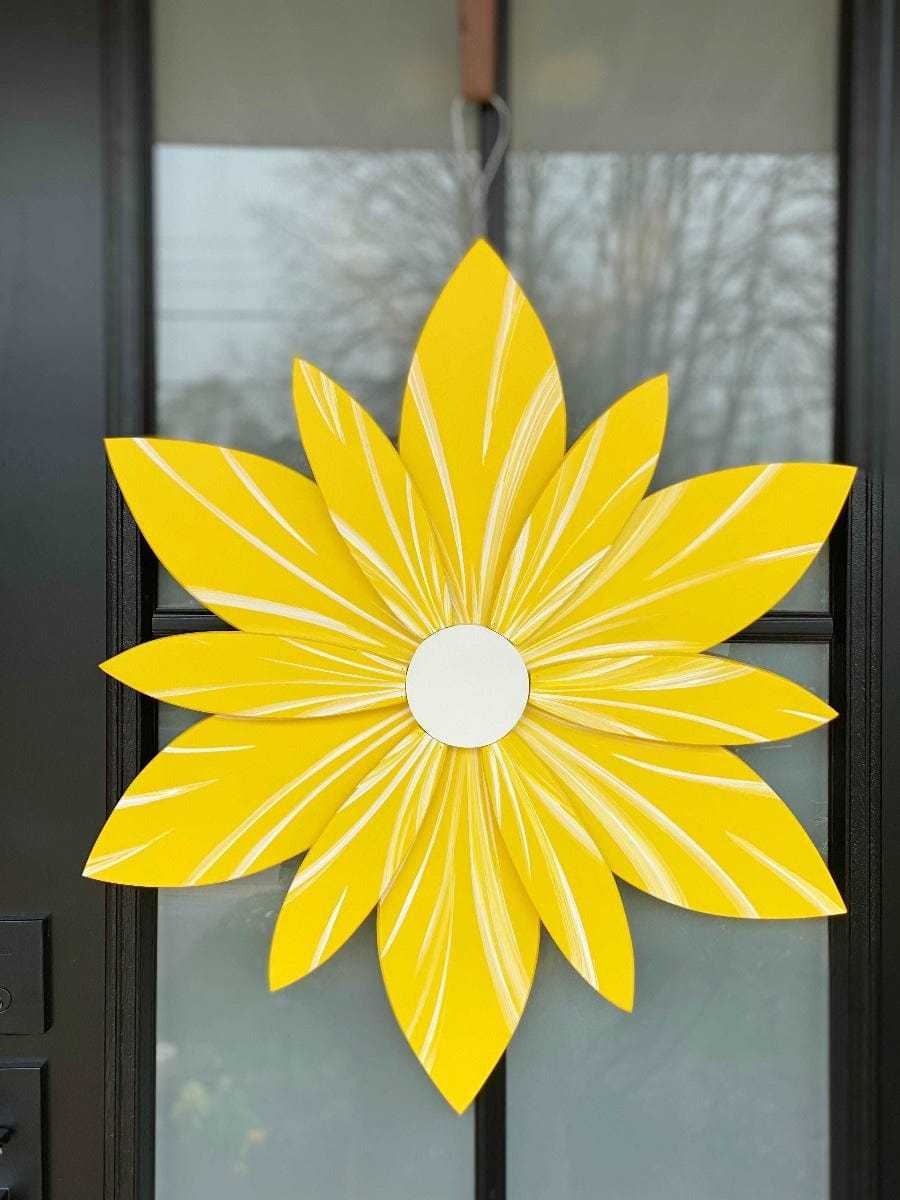 Atlantic Wood N Wares Home & Garden>Home Décor>Wall Decor>Wall Hangings medium 26x26 Sun Kissed Beauty: A Bright and Beautiful Wooden Flower for Your Home 