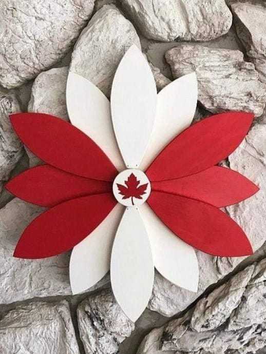 Atlantic Wood N Wares Home & Garden>Home Décor>Wall Decor>Wall Hangings No Tartan 24 inch Celebrate Canada with our Handcrafted Wooden Flower Door Decoration CTF0003