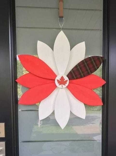 Atlantic Wood N Wares Home & Garden>Home Décor>Wall Decor>Wall Hangings Tartan 24 inch Celebrate Canada with our Handcrafted Wooden Flower Door Decoration CTF0004