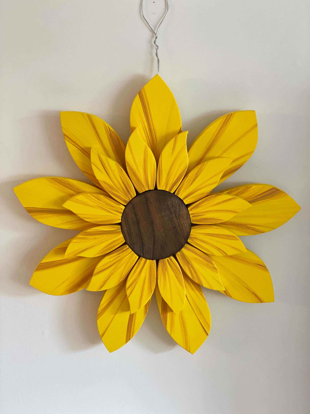 Handcrafted wooden sunflower front door decoration 