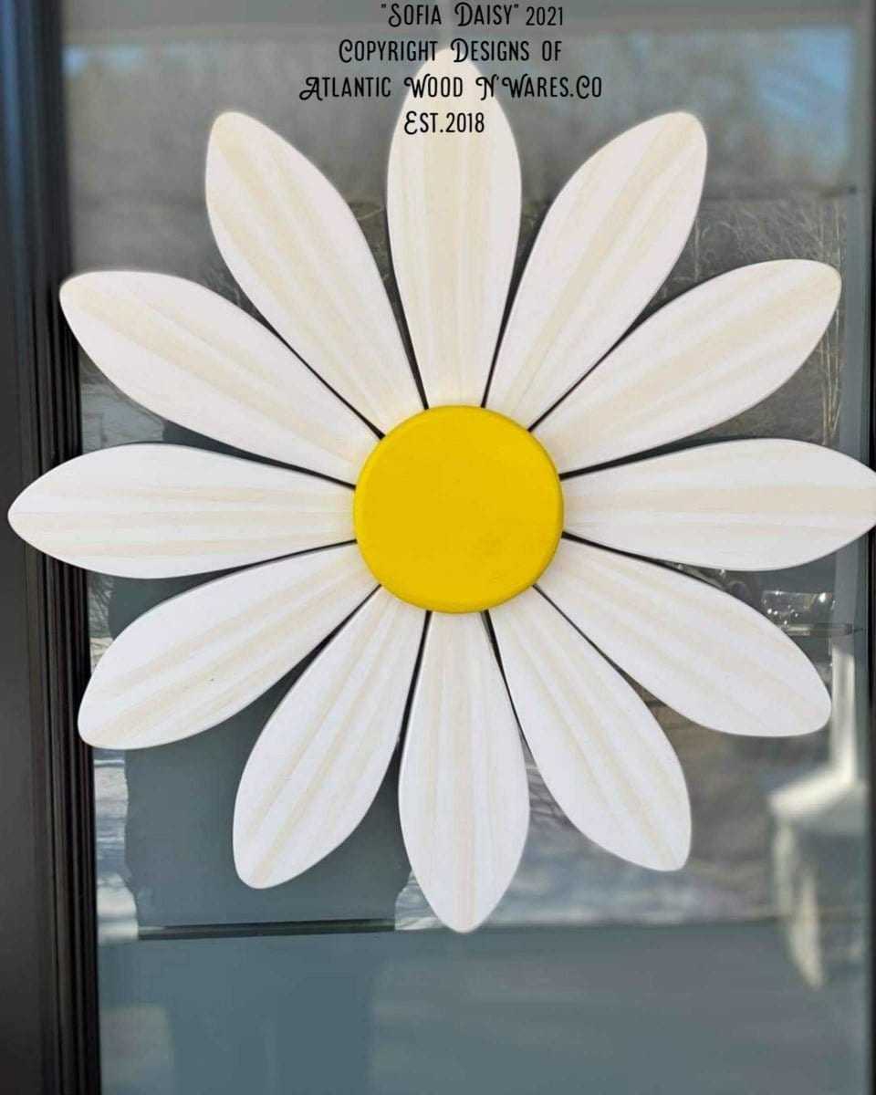 Atlantic Wood N Wares Home & Garden Large / Sofia White / Yellow Symbol of Hope: Sofia Daisy Handmade Art for Sale