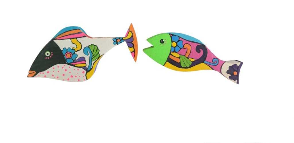 Wooden Art: Groovy Hand-Painted Fish for Home Decor