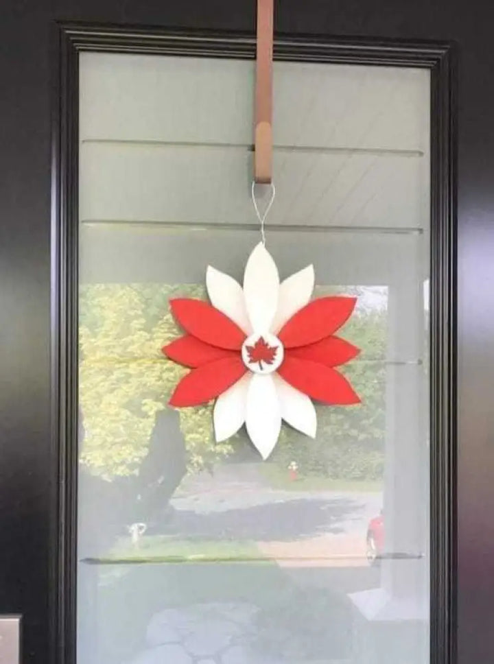 Canadian Wooden Flower Door Decoration | Maple Leaf Art 