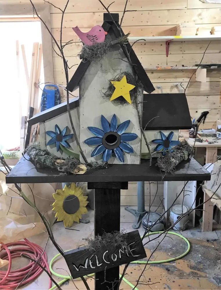 Triple Compartment Birdhouse | Custom Pine Wood Made in NS