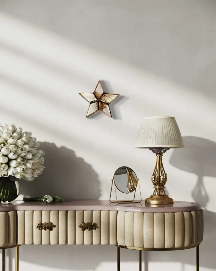 Handcrafted antique wooden star wall decor from Nova Scotia.