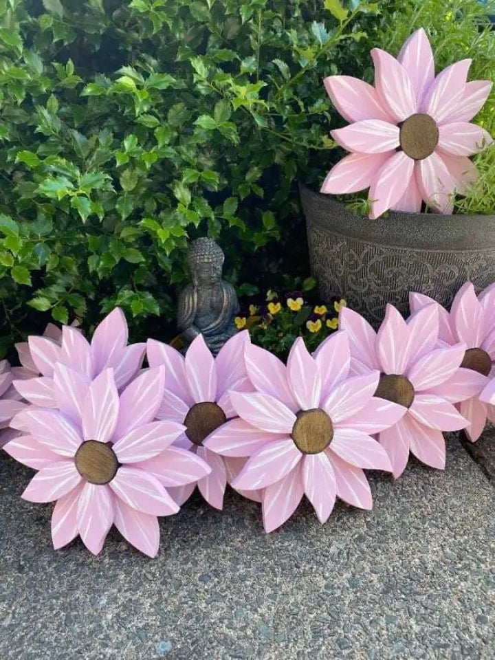 Handcrafted Wooden Flower Wall Art | Outdoor Wood Decor.