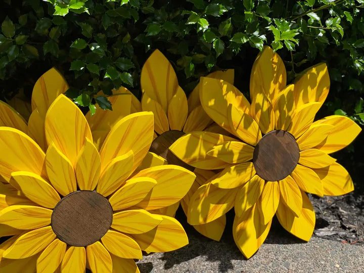 Handcrafted wooden sunflower front door decoration 