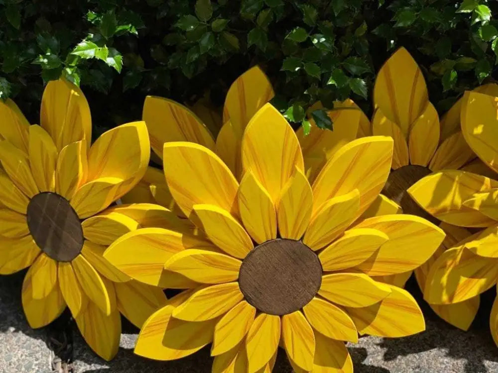 Handcrafted wooden sunflower front door decoration 