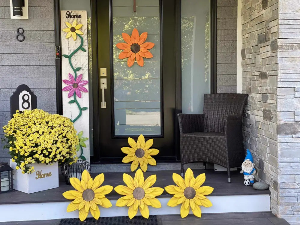 Handcrafted wooden sunflower front decorations
