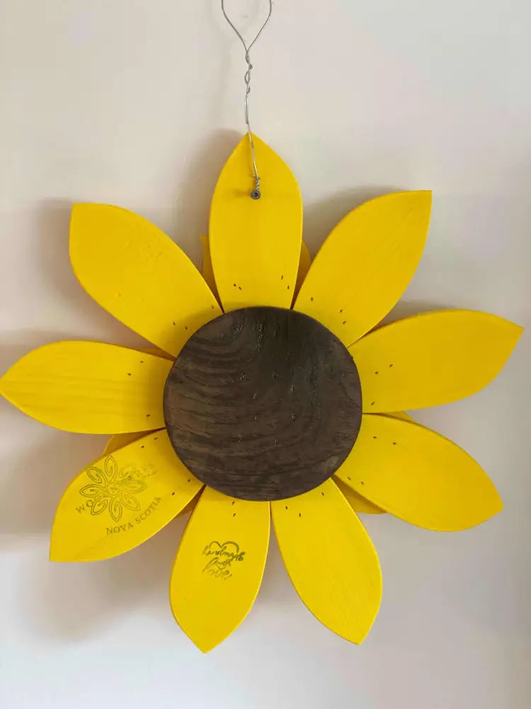 Handcrafted wooden sunflower front door decoration 
