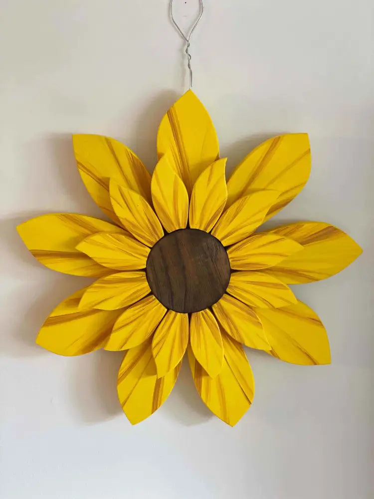 Handcrafted wooden sunflower front door decoration 